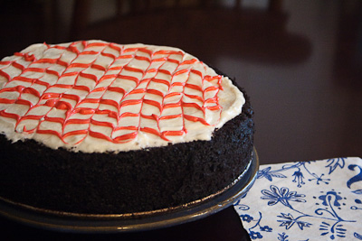 chocolate cake with peppermint frosting